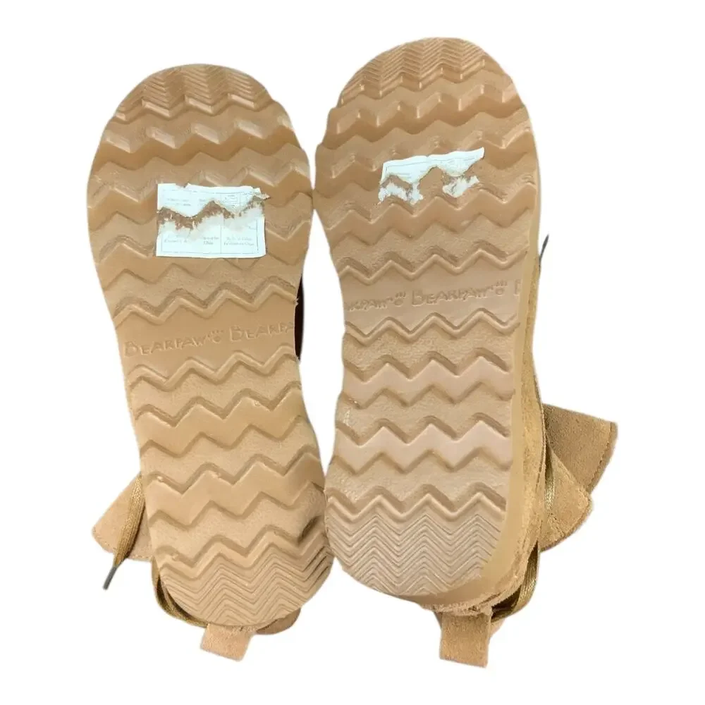 Bearpaw Krista Youth Boots Tan Suede Wool Lined Lace Up Size 4 EU 34